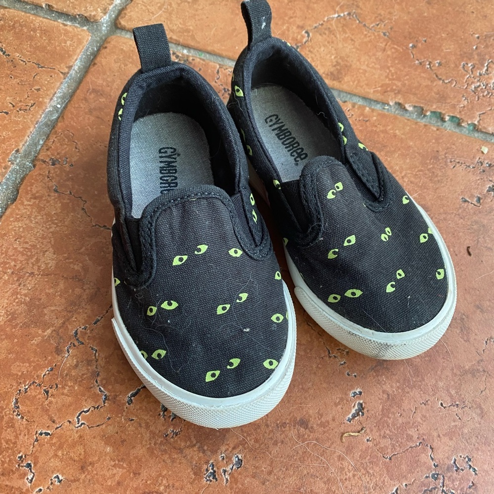 Toddler 6T Slip On Shoes Black With Spooky Eyes! Gymboree